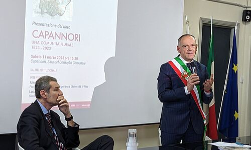 Il sindaco Luca Menesini e il professor Alessandro Volpi