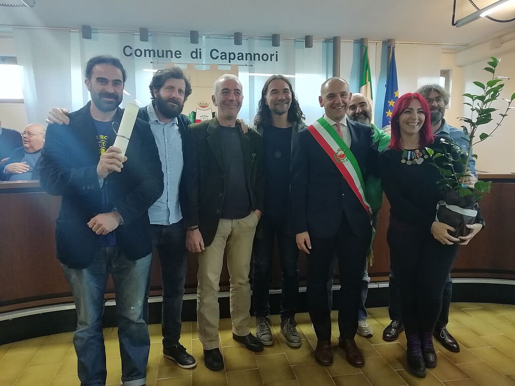 La Gaudats Junk Band assieme al sindaco Luca Menesini