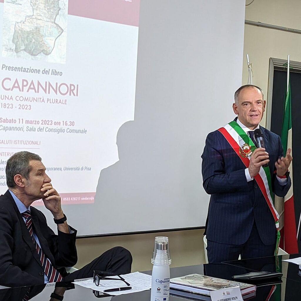 Il sindaco Luca Menesini e il professor Alessandro Volpi